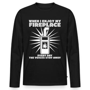 Fireplace Firewood Oven Stove - Men's Premium Organic Long Sleeve Shirt - black - Front - Nico (187cm)