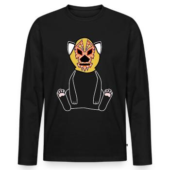 Lucha Libre Cat Luchador Wrestling - Men's Premium Organic Long Sleeve Shirt - black - Front - Nico (187cm)