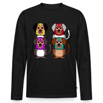 Lucha Libre Chien Chiens Luchador Lutte - T-shirt manches longues Premium bio Homme - noir - Devant - Nico (187cm)