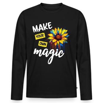 confiance en soi courage - T-shirt manches longues Premium bio Homme - noir - Devant - Nico (187cm)