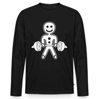 Gym Gingerbread Man Bodybuilding - Männer Premium Bio Langarmshirt - Schwarz - Vorne - Nico (187cm)