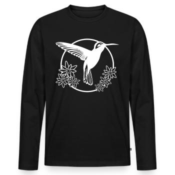 Colibri Fleurs Colibris - T-shirt manches longues Premium bio Homme - noir - Devant - Nico (187cm)