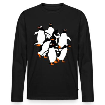 Penguin Penguins - Männer Premium Bio Langarmshirt - Schwarz - Vorne - Nico (187cm)
