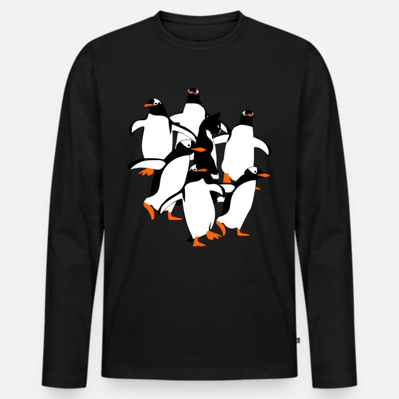 Penguin Penguins - Männer Premium Bio Langarmshirt - Schwarz