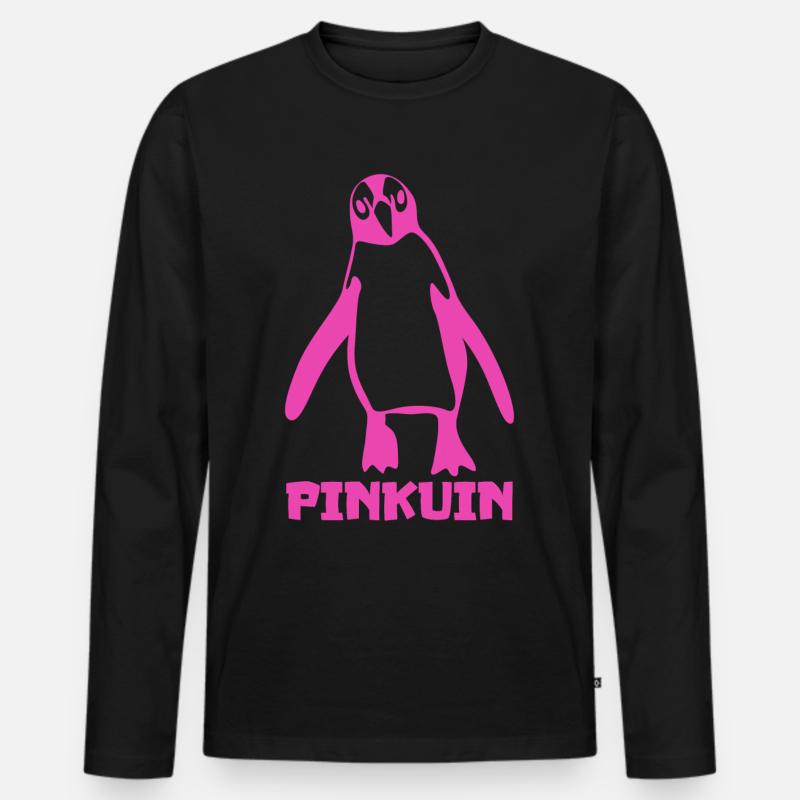 Penguin Joke Penguins - Männer Premium Bio Langarmshirt - Schwarz