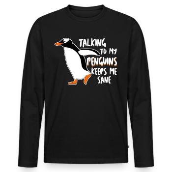 Penguin Funny Penguins - Men's Premium Organic Long Sleeve Shirt - black - Front - Nico (187cm)