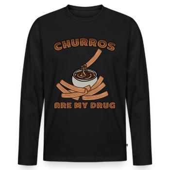 Churros Blague Churro Churrería - T-shirt manches longues Premium bio Homme - noir - Devant - Nico (187cm)