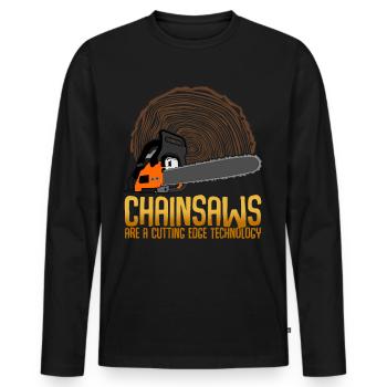 Chain Saw Chainsaw Lumberjack - Men's Premium Organic Long Sleeve Shirt - black - Front - Nico (187cm)