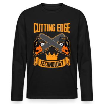 Chain Saw Chainsaw - Men's Premium Organic Long Sleeve Shirt - black - Front - Nico (187cm)