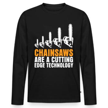 Chainsaw Lumberjack Chain Saw - Men's Premium Organic Long Sleeve Shirt - black - Front - Nico (187cm)