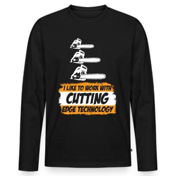 Chainsaw Chain Saw Lumberjack - Men's Premium Organic Long Sleeve Shirt - black - Front - Nico (187cm)