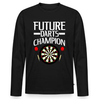 Fléchettes Blague Joueur de fléchettes Jeu de fléchettes - T-shirt manches longues Premium bio Homme - noir - Devant - Nico (187cm)