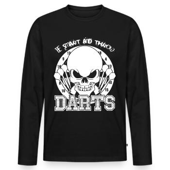 Fléchettes Jeu de fléchettes drôle Joueur de fléchettes - T-shirt manches longues Premium bio Homme - noir - Devant - Nico (187cm)