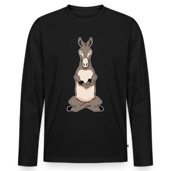 Meditationg Donkey Meditation Donkeys - Männer Premium Bio Langarmshirt - Schwarz - Vorne - Nico (187cm)