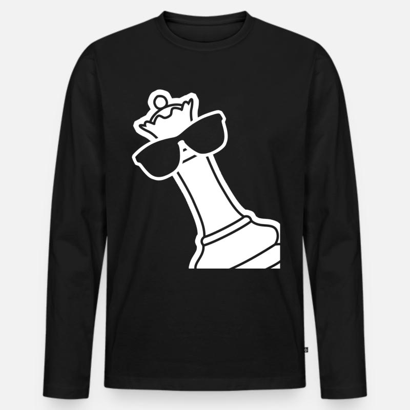 Chess Queen with Sunglasses - Männer Premium Bio Langarmshirt - Schwarz