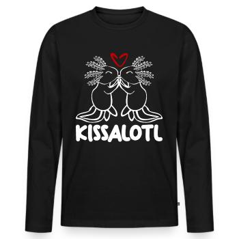Kissing Axolotl Kisses Axolotls - Männer Premium Bio Langarmshirt - Schwarz - Vorne - Nico (187cm)