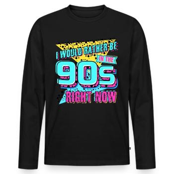 90s Retro 1990's Joke Disco - Men's Premium Organic Long Sleeve Shirt - black - Front - Nico (187cm)