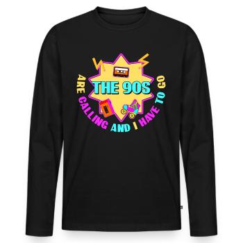 90s Joke Retro 1990's Disco - Men's Premium Organic Long Sleeve Shirt - black - Front - Nico (187cm)