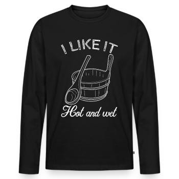 Sauna Saunas Wellness - Männer Premium Bio Langarmshirt - Schwarz - Vorne - Nico (187cm)