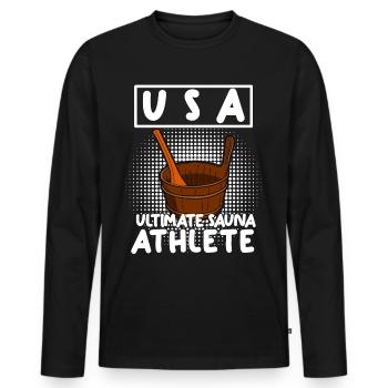 Sauna USA Saunas Bien-être - T-shirt manches longues Premium bio Homme - noir - Devant - Nico (187cm)