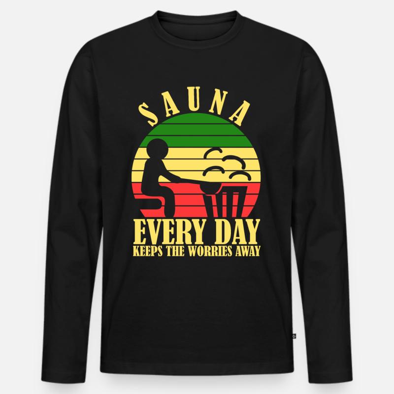 Sauna Wellness - Männer Premium Bio Langarmshirt - Schwarz