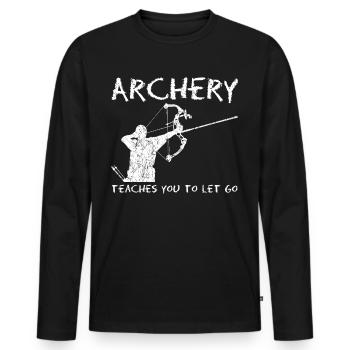 Compound Bow Shooting Joke Archery Bow - Männer Premium Bio Langarmshirt - Schwarz - Vorne - Nico (187cm)
