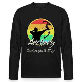 Archery Bow Shooting - Men's Premium Organic Long Sleeve Shirt - black - Front - Nico (187cm)