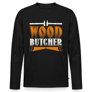 Lumberjack Carpenter Wood - Männer Premium Bio Langarmshirt - Schwarz - Vorne - Nico (187cm)