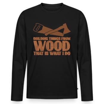 Carpenter Wood - Men's Premium Organic Long Sleeve Shirt - black - Front - Nico (187cm)