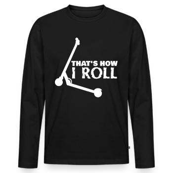 Kick Scooter Scooter - Männer Premium Bio Langarmshirt - Schwarz - Vorne - Nico (187cm)