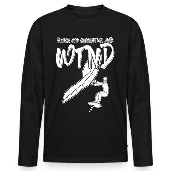Wing Surfing Winging Wing Foiling - Men's Premium Organic Long Sleeve Shirt - black - Front - Nico (187cm)