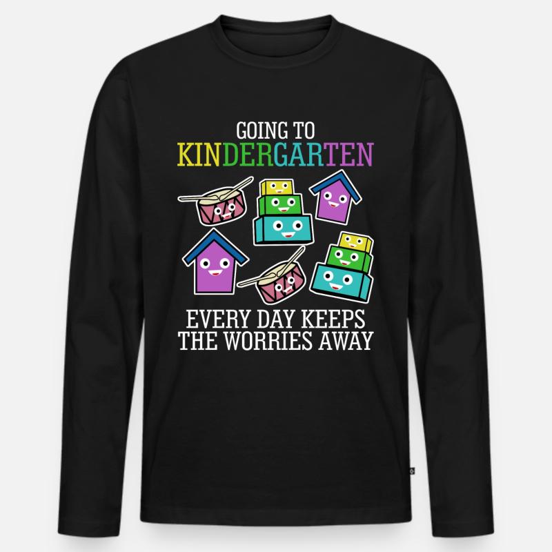 Kindergarten - Männer Premium Bio Langarmshirt - Schwarz