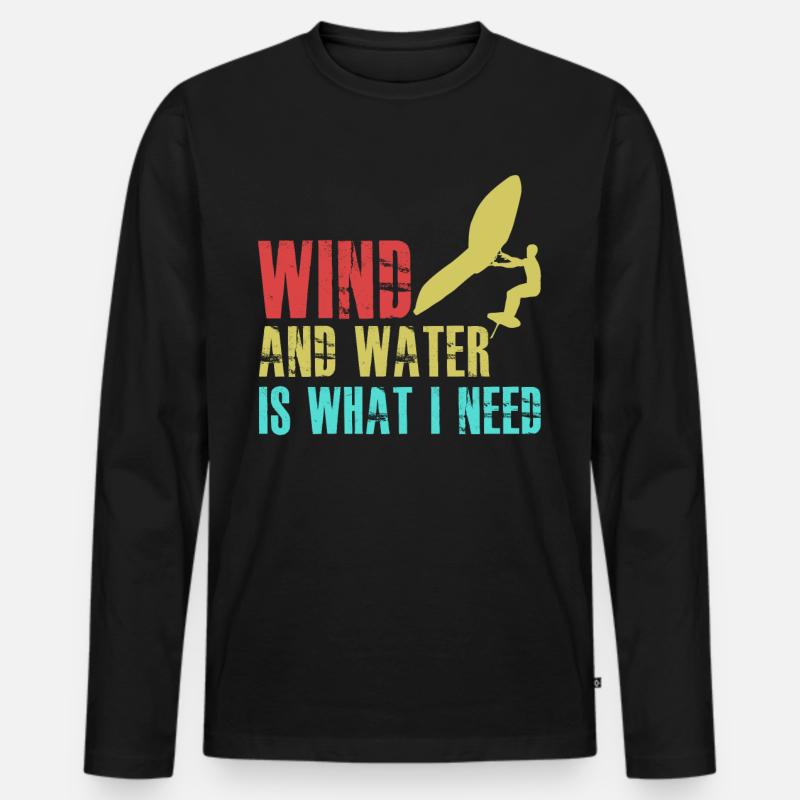 Winging Foilboard Wing Foiling - Männer Premium Bio Langarmshirt - Schwarz
