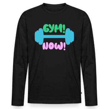 Fitness Gym Bodybuilding Bodybuilder - Men's Premium Organic Long Sleeve Shirt - black - Front - Nico (187cm)