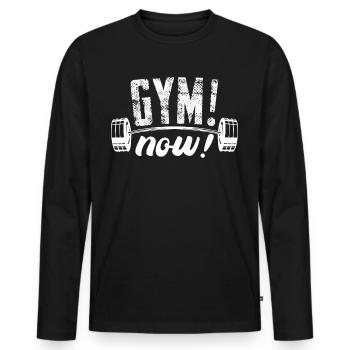Gym Bodybuilding Bodybuilder Fitness - Men's Premium Organic Long Sleeve Shirt - black - Front - Nico (187cm)