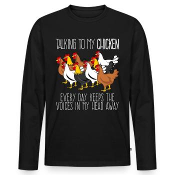 Poulets Volaille Poulet Éleveur - T-shirt manches longues Premium bio Homme - noir - Devant - Nico (187cm)