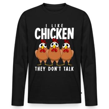 Poulet Fermier Poulets Volaille - T-shirt manches longues Premium bio Homme - noir - Devant - Nico (187cm)