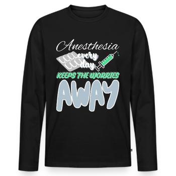 Médecin anesthésiste Infirmière Hôpital - T-shirt manches longues Premium bio Homme - noir - Devant - Nico (187cm)
