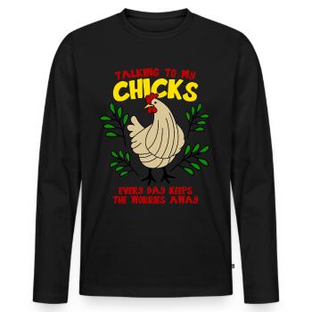 Volaille Poulets Poulet Fermier - T-shirt manches longues Premium bio Homme - noir - Devant - Nico (187cm)