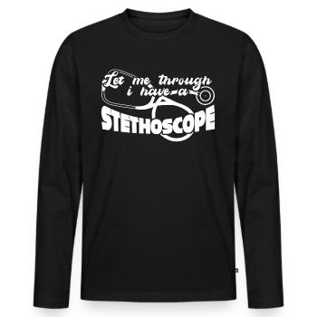Infirmière Médecine Anesthésiste Médecin - T-shirt manches longues Premium bio Homme - noir - Devant - Nico (187cm)