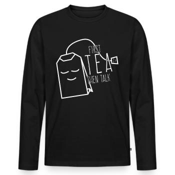 Tea Mug Tea Bag Teapot Tea Cup - Men's Premium Organic Long Sleeve Shirt - black - Front - Nico (187cm)