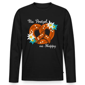 Pretzel Bavaria Pretzels - Männer Premium Bio Langarmshirt - Schwarz - Vorne - Nico (187cm)