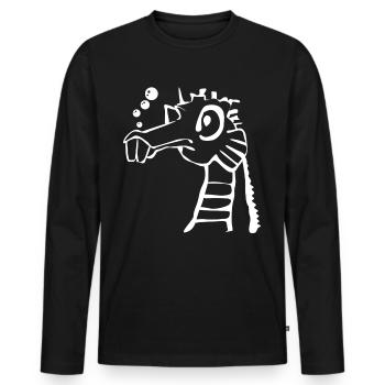 Hippocampe Drôle Hippocampes - T-shirt manches longues Premium bio Homme - noir - Devant - Nico (187cm)