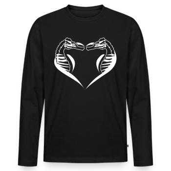 Hippocampe Coeur Hippocampes - T-shirt manches longues Premium bio Homme - noir - Devant - Nico (187cm)