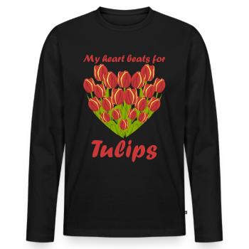 Tulipes Fleurs Coeur Jardin Tulipe - T-shirt manches longues Premium bio Homme - noir - Devant - Nico (187cm)