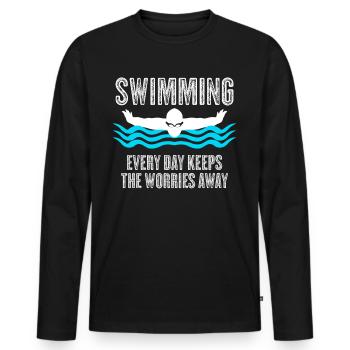 Triathlon Piscine Nageur - T-shirt manches longues Premium bio Homme - noir - Devant - Nico (187cm)