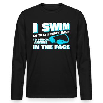 Entraîneur de natation Swimmer Pool - T-shirt manches longues Premium bio Homme - noir - Devant - Nico (187cm)