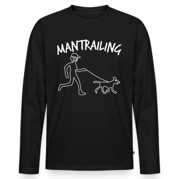 Mantrailer Chien Mantrailing - T-shirt manches longues Premium bio Homme - noir - Devant - Nico (187cm)