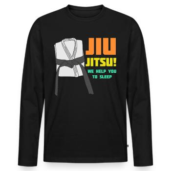BJJ Ju-Jitsu Brasilian Jiu-Jitsu - Men's Premium Organic Long Sleeve Shirt - black - Front - Nico (187cm)