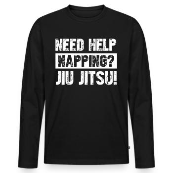 Ju-Jitsu BJJ Jujutsu Jiu-Jitsu - Men's Premium Organic Long Sleeve Shirt - black - Front - Nico (187cm)